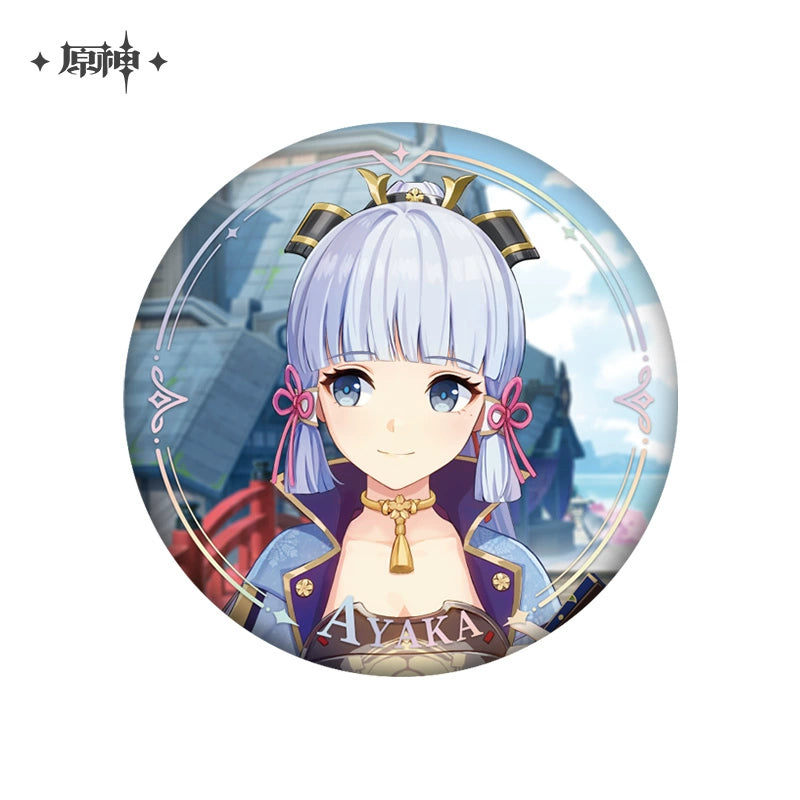 Lisenced Genshin Impact Character PV Series Tinplate Badge – 2.28inches(58mm) – Furina & Wanderer