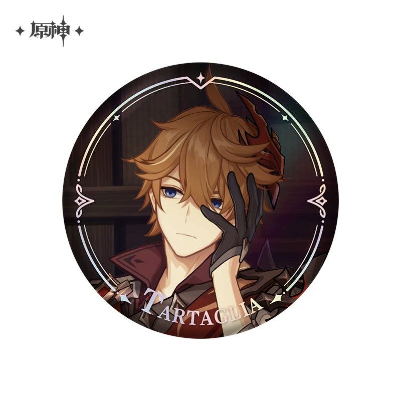 Lisenced Genshin Impact Character PV Series Tinplate Badge – 2.28inches(58mm) – Furina & Wanderer