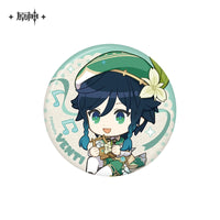 Lisenced Genshin Impact Character Illustration Series Badge – 2.28 inches(58mm) – Xiao & Albedo