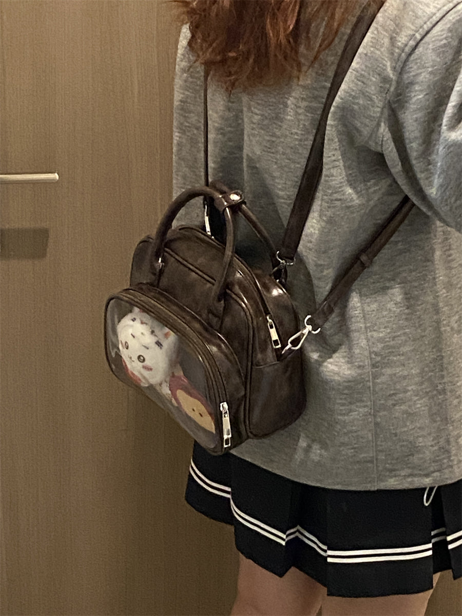 Stylish Brown-Tone Ita Backpack – Anime-Inspired Plushie Bag for Daily & Commuter Use