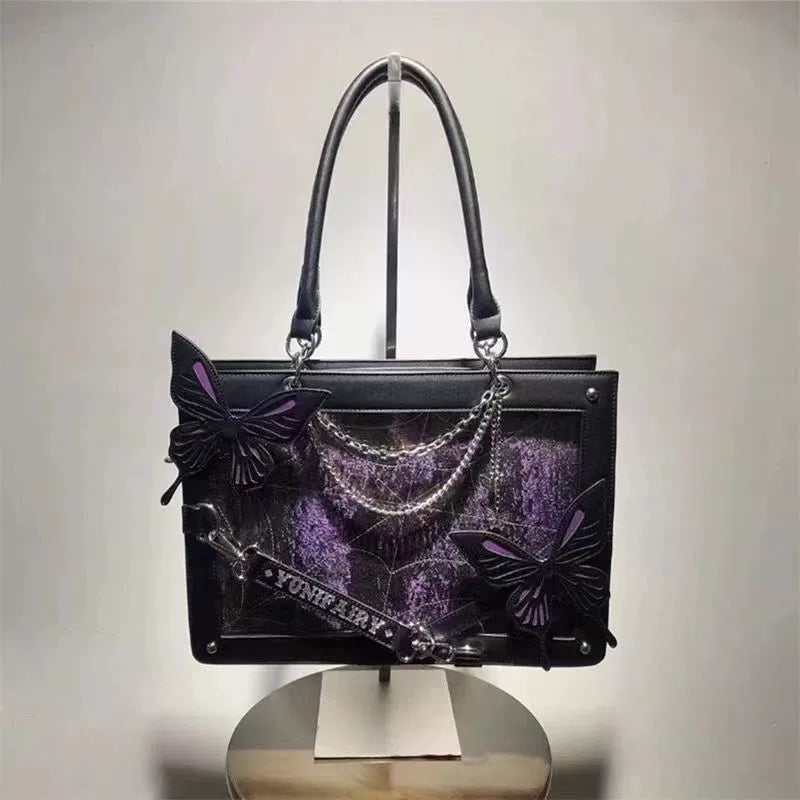 Lolita Gothic Spider Web Dark Series Pain Bag Labyrinth Butterfly Girl Casual Shoulder Crossbody Tote Bag