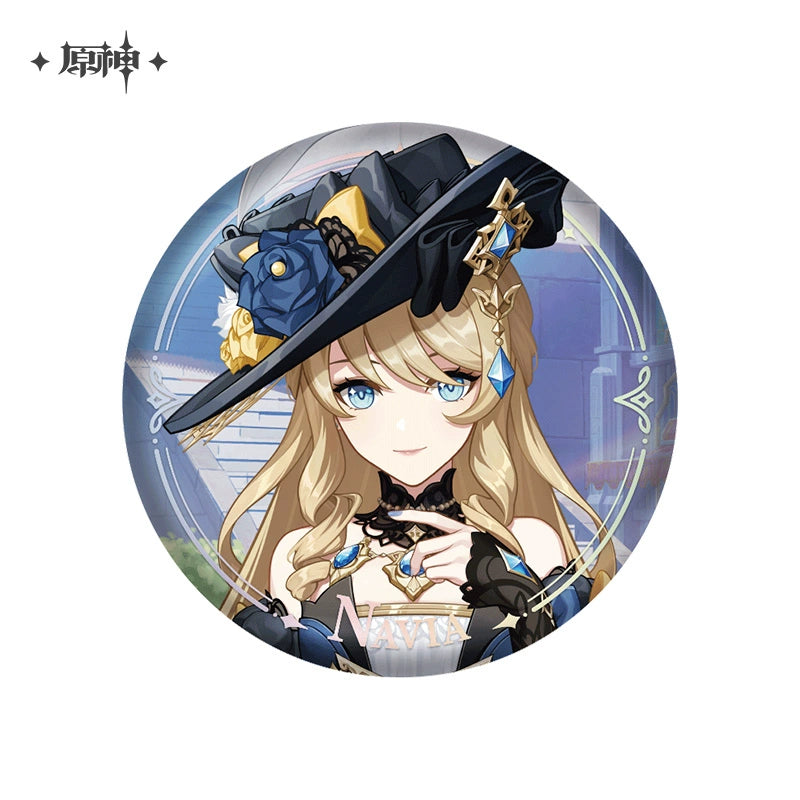 Lisenced Genshin Impact Character PV Series Tinplate Badge – 2.28inches(58mm) – Furina & Wanderer