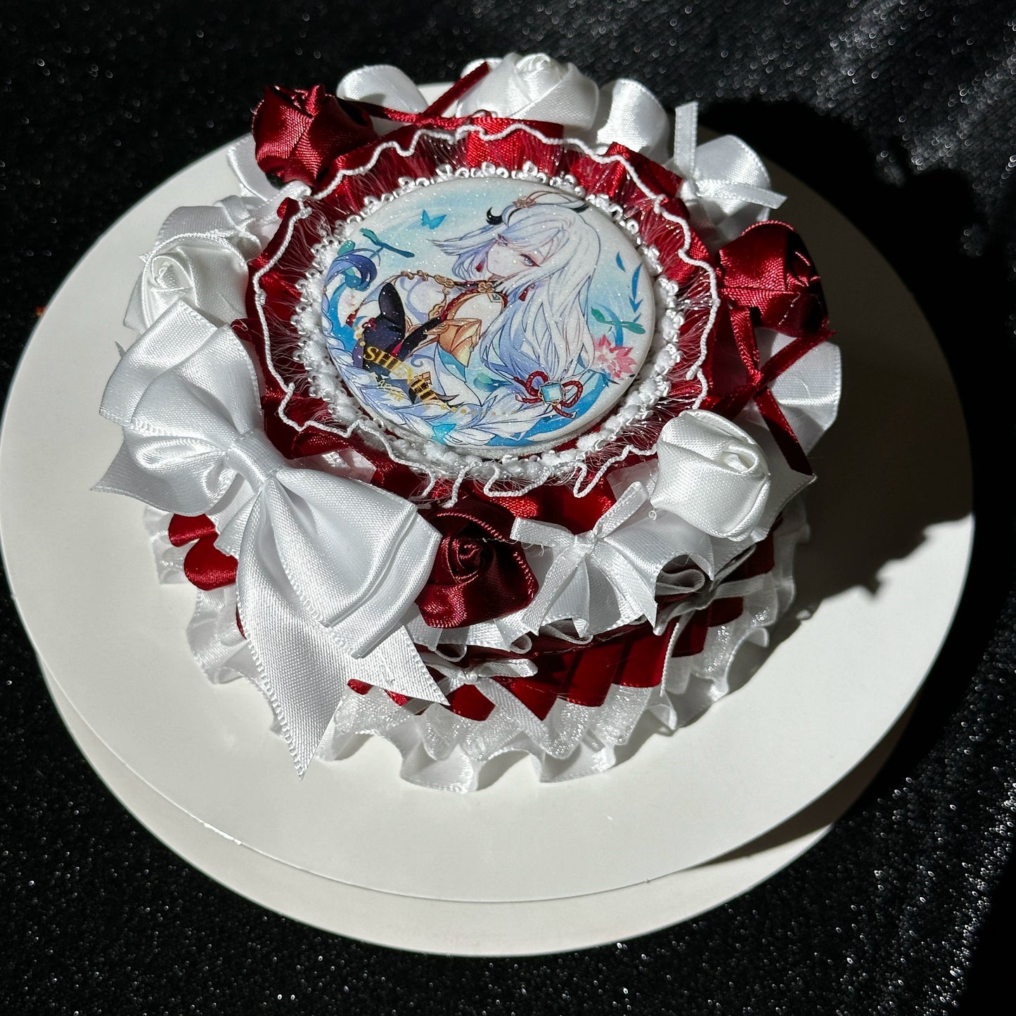 Handmade Lolita Rose Cake Badge Holder – Ita Bag Decoration Base for 2.28-2.95 inch (58mm-75mm) Badges