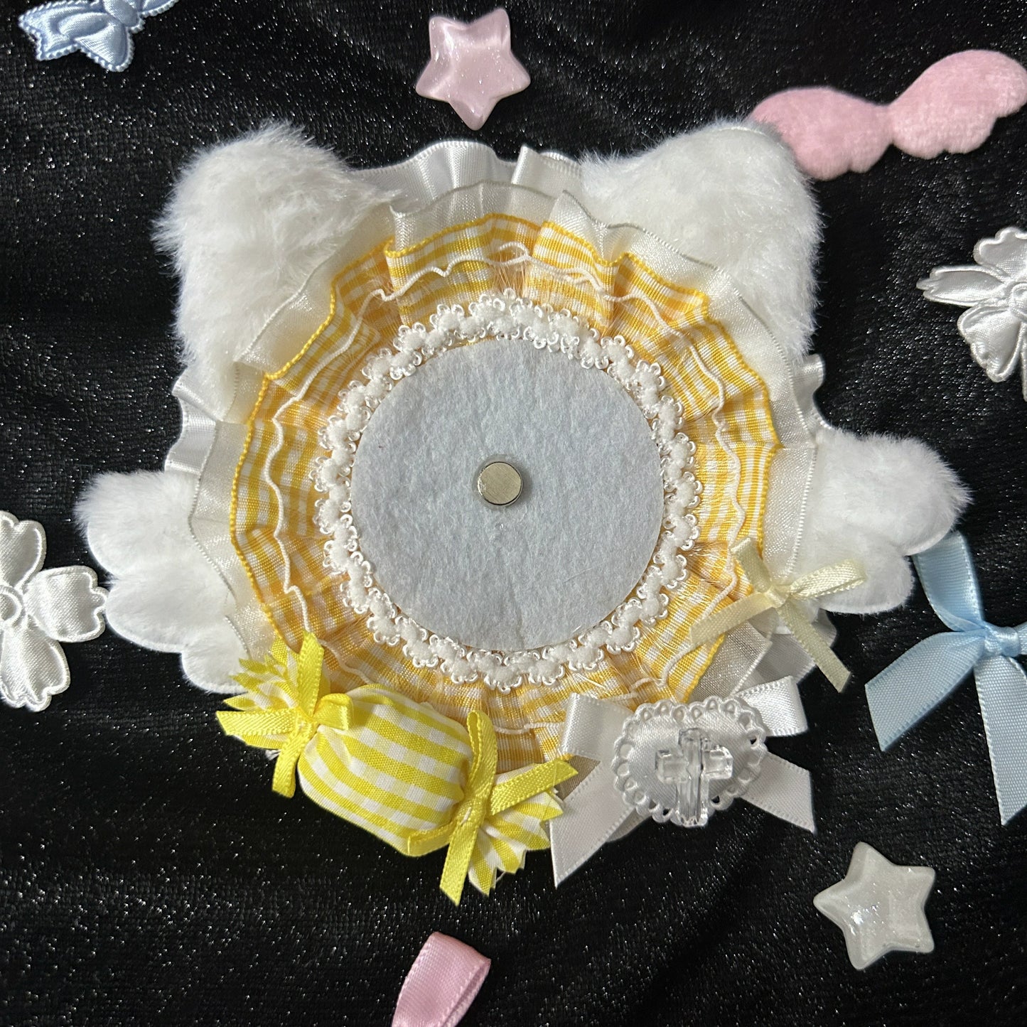 Handmade Angel Cat Badge Holder – Ita Bag Decoration Base for 2.28-2.95 inch (58mm-75mm) Badges