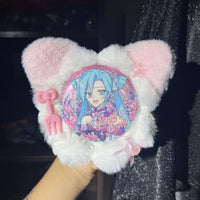 Handmade Cat Ears Badge Holder – Ita Bag Decoration Base for 2.28-2.95 inch (58mm-75mm) Badges