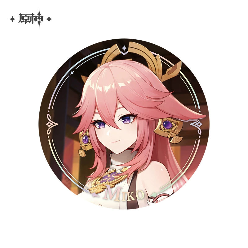 Lisenced Genshin Impact Character PV Series Tinplate Badge – 2.28inches(58mm) – Furina & Wanderer