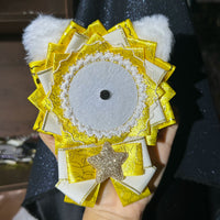 Handmade Original Cat Ear Plush Badge Holder – Cute DIY Ita Bag Decoration Base for 2.28-2.95 inch (58mm-75mm) Badges