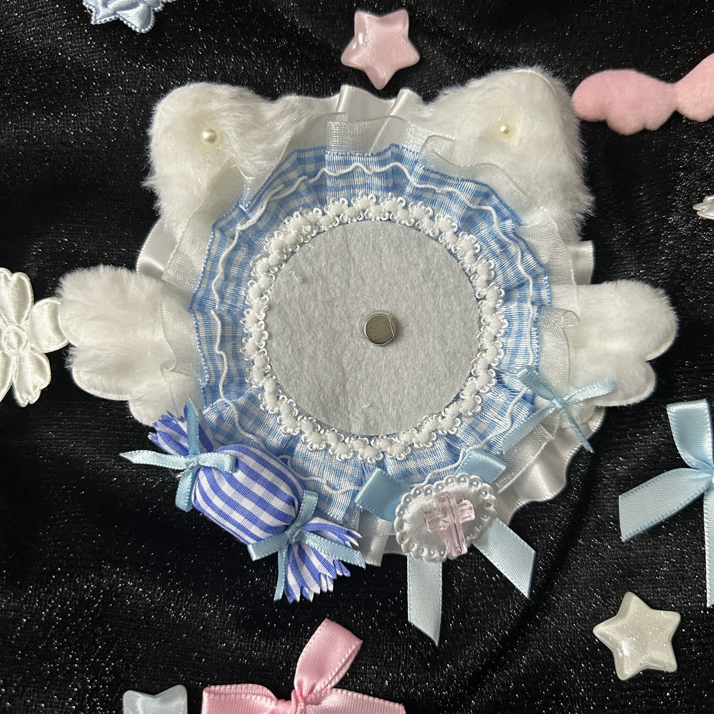 Handmade Angel Cat Badge Holder – Ita Bag Decoration Base for 2.28-2.95 inch (58mm-75mm) Badges