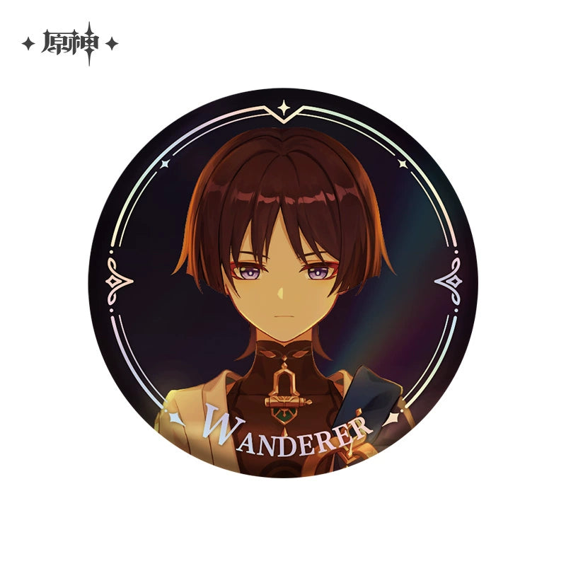 Lisenced Genshin Impact Character PV Series Tinplate Badge – 2.28inches(58mm) – Furina & Wanderer