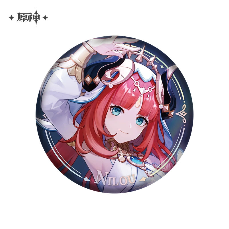 Lisenced Genshin Impact Character PV Series Tinplate Badge – 2.28inches(58mm) – Furina & Wanderer