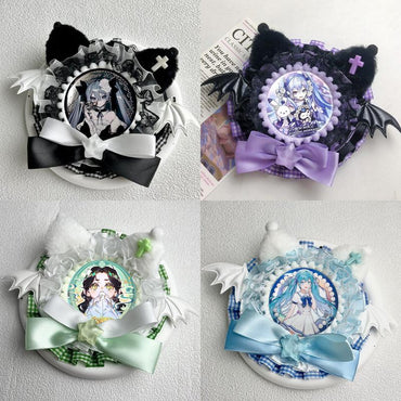 Handmade Demon Cat Badge Holder – Ita Bag Decoration Base for 2.28-2.95 inch (58mm-75mm) Badges
