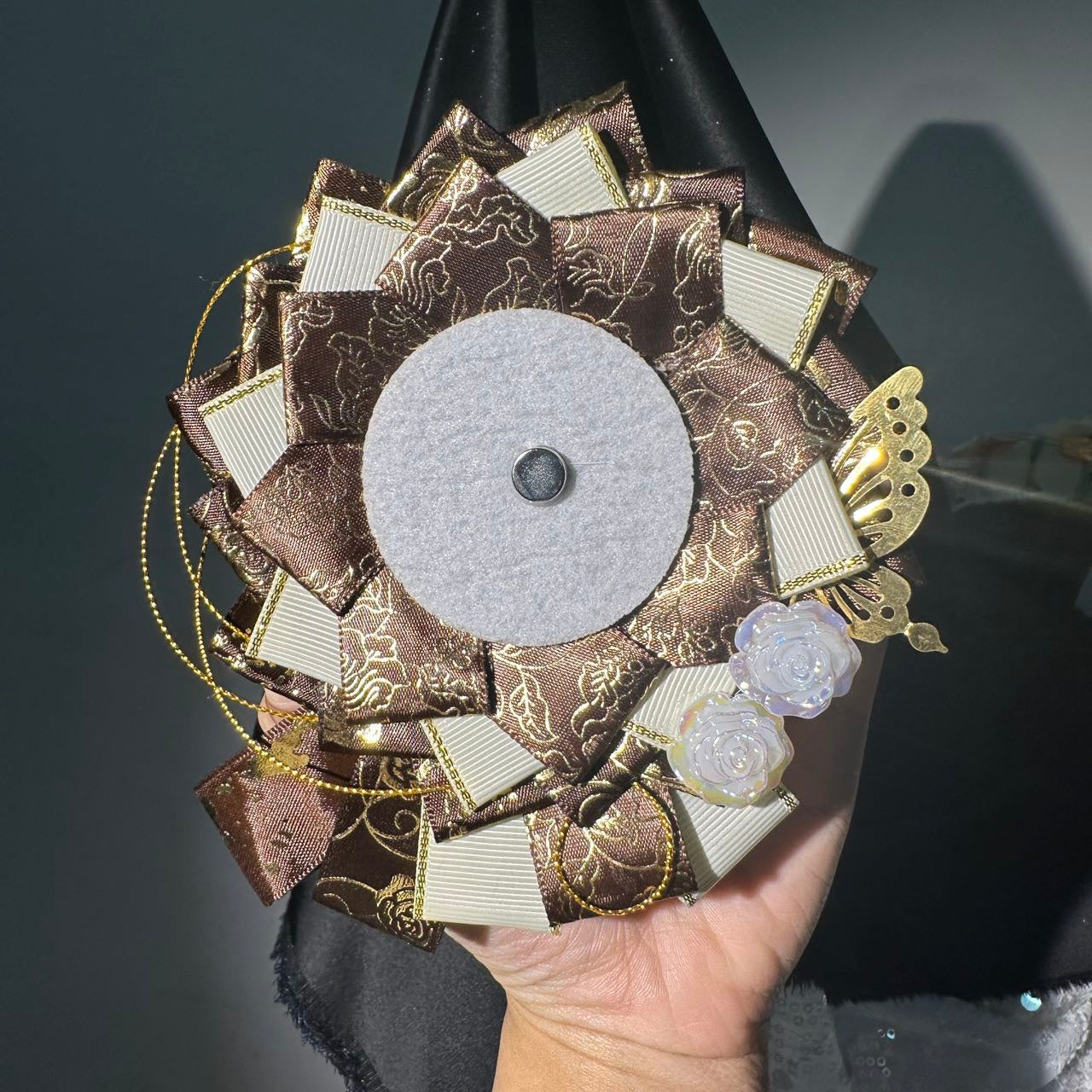 Handmade Lotus Flower Lace Badge Holder – Ita Bag Decoration Base for 2.28-2.95 inch (58mm-75mm) Badges
