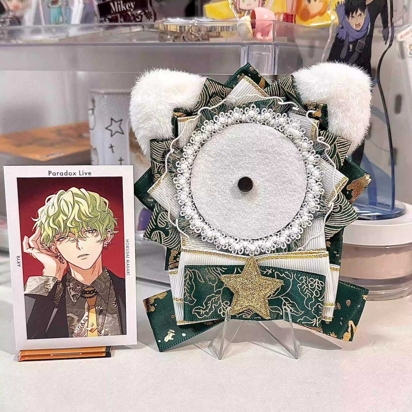 Handmade Original Cat Ear Plush Badge Holder – Cute DIY Ita Bag Decoration Base for 2.28-2.95 inch (58mm-75mm) Badges