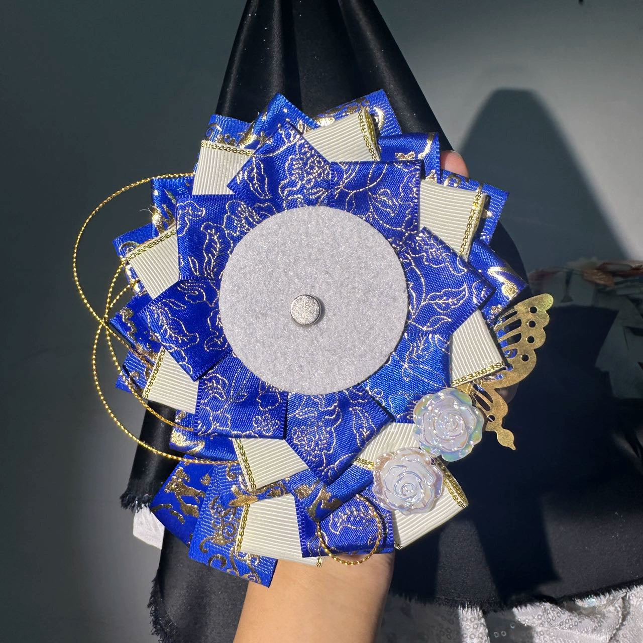 Handmade Lotus Flower Lace Badge Holder – Ita Bag Decoration Base for 2.28-2.95 inch (58mm-75mm) Badges