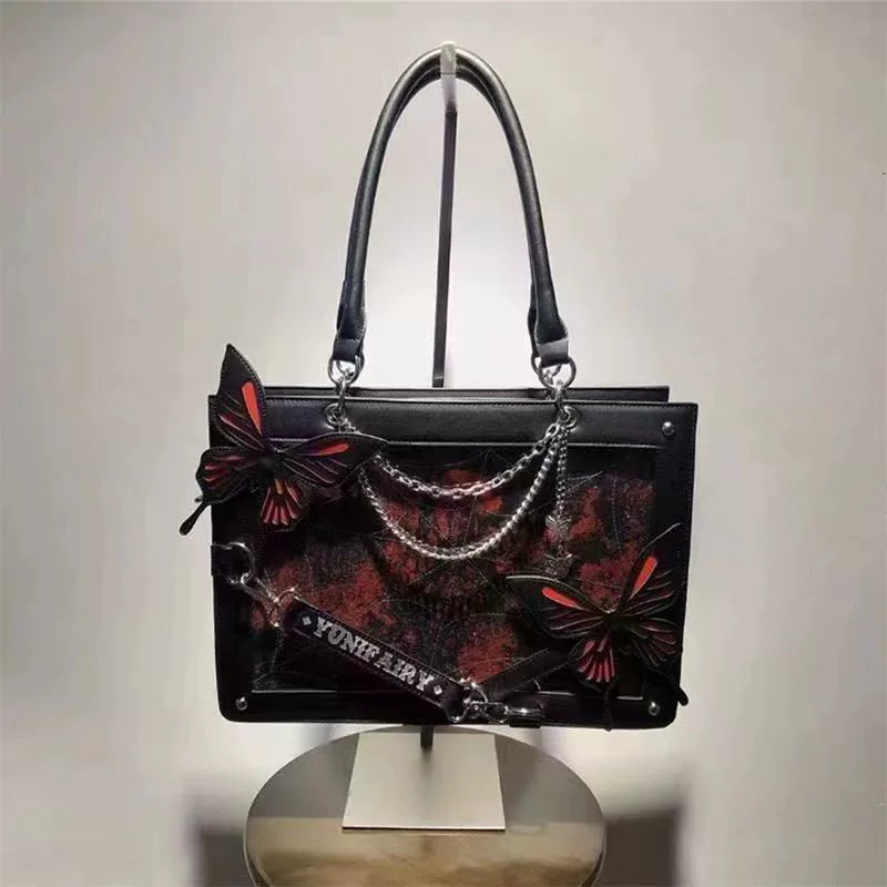 Lolita Gothic Spider Web Dark Series Pain Bag Labyrinth Butterfly Girl Casual Shoulder Crossbody Tote Bag