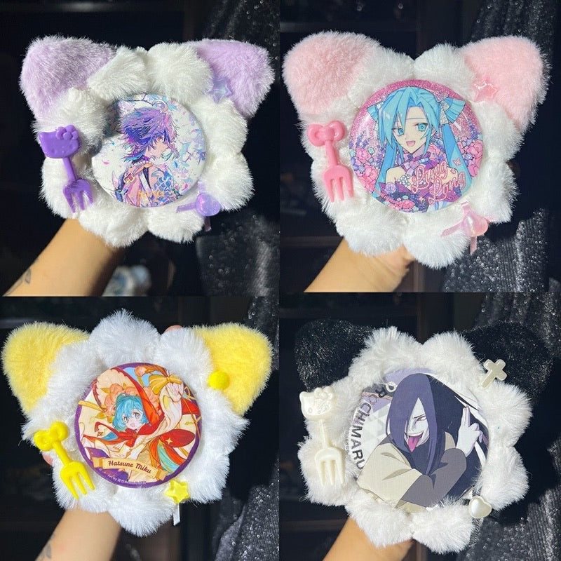 Handmade Cat Ears Badge Holder – Ita Bag Decoration Base for 2.28-2.95 inch (58mm-75mm) Badges