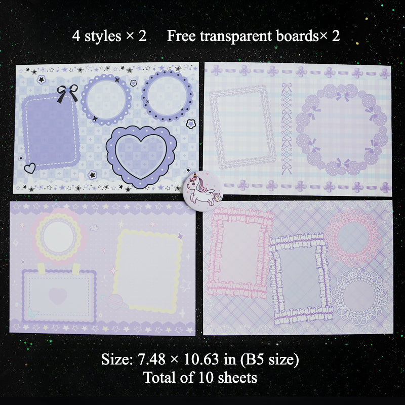 8 Sheets of Background Boards for Ita Bag - Cute Accent Style