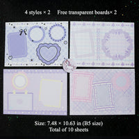 8 Sheets of Background Boards for Ita Bag - Cute Accent Style