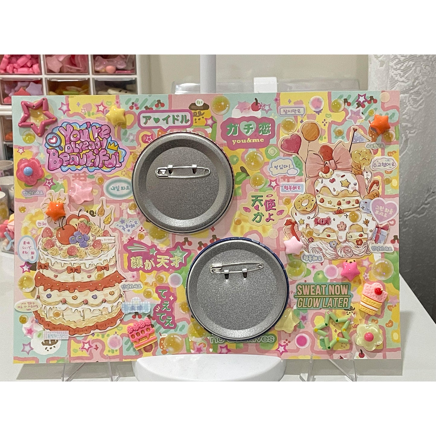Dopamine Dessert Itabag Display Insert — Holds Two Badges Perfectly — Original Handmade Ita Board