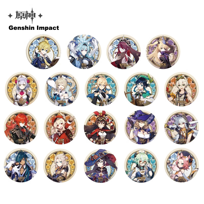 Lisenced Genshin Impact Mondstadt Theme Series Character Badge –  2.95 inches (75mm) – Venti, Klee, Albedo