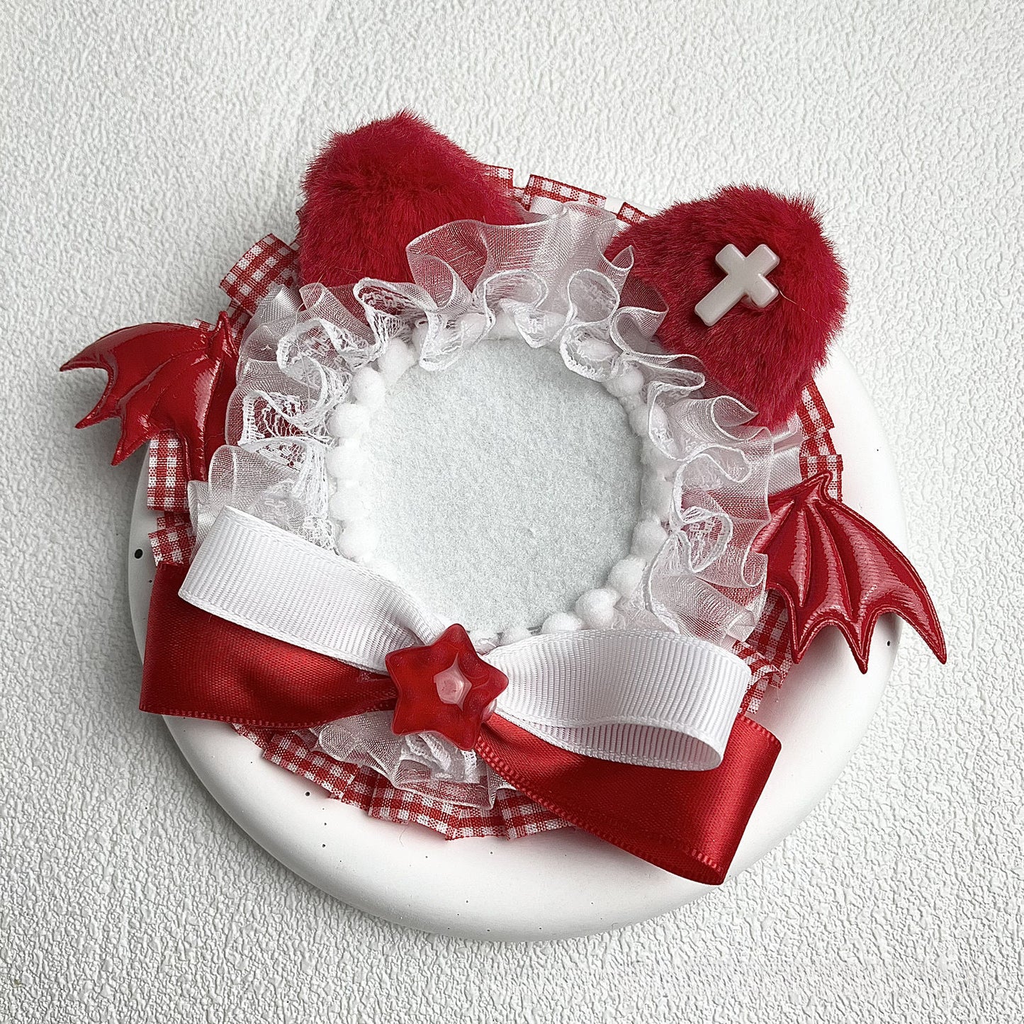Handmade Demon Cat Badge Holder – Ita Bag Decoration Base for 2.28-2.95 inch (58mm-75mm) Badges