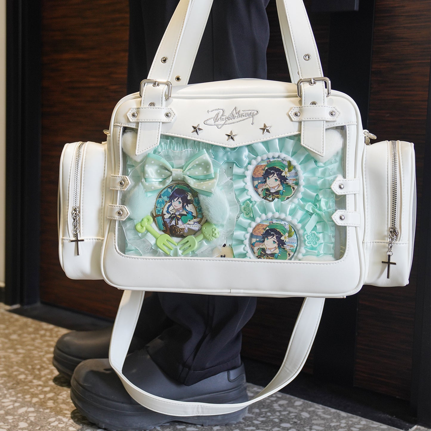 Venti’s Starlight Mint Ita Bag – Genshin Impact Custom Series, Large-Capacity Ita Bag with Side Pockets