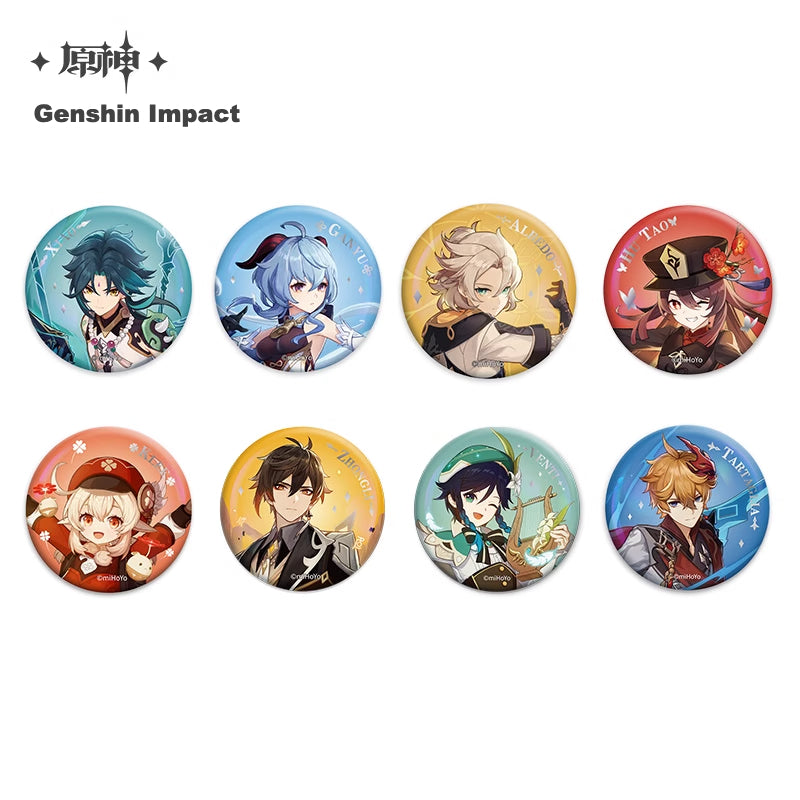Lisenced Genshin Impact Character Illustration Series Badge – 2.28inches(58mm) – Xiao & Albedo
