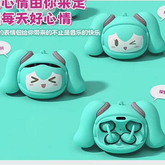 Officially Licensed Hatsune Miku Face-Changing Clip-On Earbuds