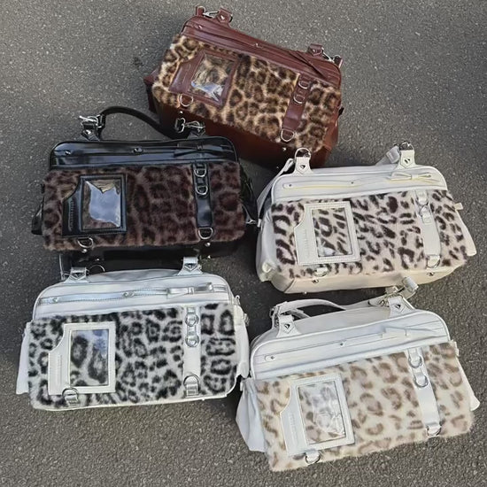 Yuni Youyou Leopard Print Soft Ita Bag with Clear Window